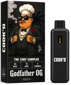 Cook'd Godfather OG Indica Chef Sampler | 2G Disposable Vape, 1G Joint & 3 Gummies